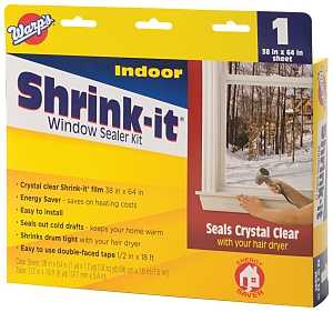 Warp's Shrink-it Series SK-38 Window Sealer Kit, 38 in W, Clear