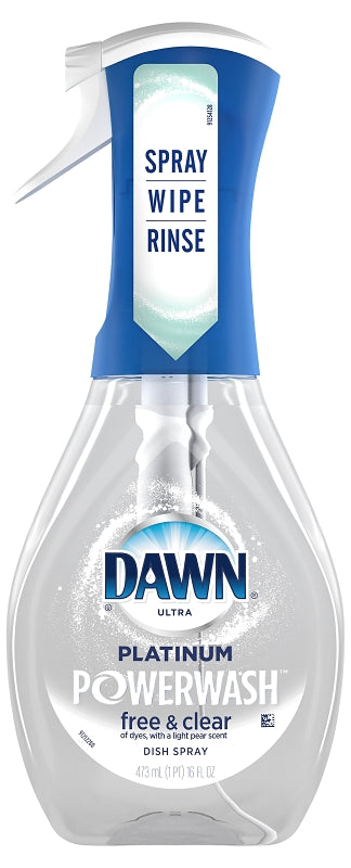 Dawn Platinum 65732 Dish Soap Spray, 16 oz, Liquid, Free and Clear Scent, Clear