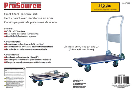 ProSource PH1501 Platform Cart, 4-Wheel, Swivel Wheel