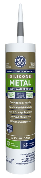 GE Advanced Specialty Metal Silicone 2 2816710 Sealant, Light Gray, 24 hr Curing, 10.1 fl-oz Cartridge, Pack of 12