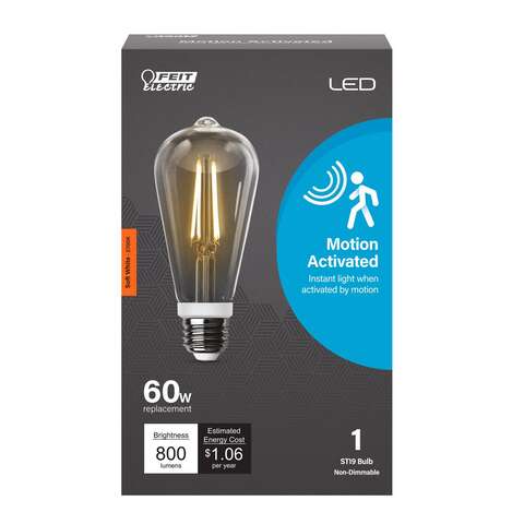 Feit ST19 E26 (Medium) LED Motion Activated Bulb Soft White 60 Watt Equivalence 1 pk