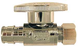 Apollo EPXVS1238C Straight Stop Valve, 1/2 x 3/8 in Connection, PEX x Compression, 200 psi Pressure, Brass Body