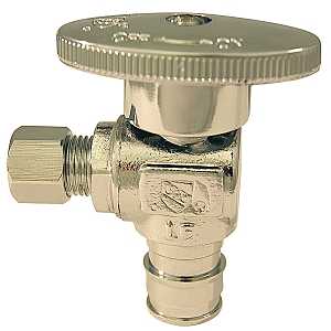 Apollo EPXVA1214C Angle Stop Valve, 1/2 x 1/4 in Connection, PEX x Compression, 200 psi Pressure, Quarter-Turn Actuator