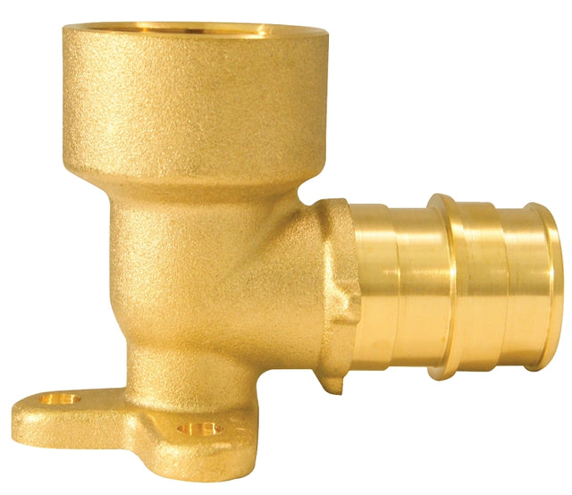 Apollo ExpansionPEX Series EPXDEE3412 Reducing Drop Ear Pipe Elbow, 3/4 x 1/2 in, Barb x FNPT, 90 deg Angle, Brass