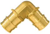 Apollo ExpansionPEX Series EPXE1234 Reducing Pipe Elbow, 1/2 x 3/4 in, Barb, 90 deg Angle, Brass, 200 psi Pressure