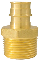 Apollo ExpansionPEX Series EPXMA341 Reducing Pipe Adapter, 3/4 x 1 in, Barb x MPT, Brass, 200 psi Pressure