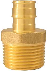 Apollo ExpansionPEX Series EPXMA1234 Reducing Pipe Adapter, 1/2 x 3/4 in, Barb x MNPT, Brass, 200 psi Pressure