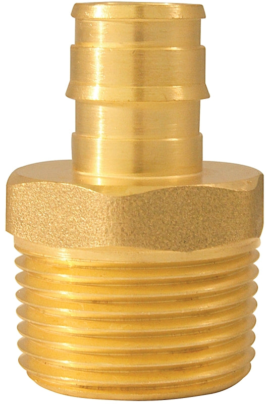 Apollo ExpansionPEX Series EPXMA1234 Reducing Pipe Adapter, 1/2 x 3/4 in, Barb x MNPT, Brass, 200 psi Pressure