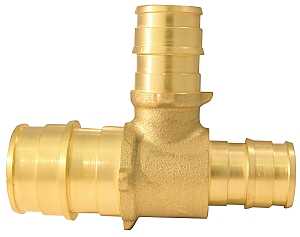 Apollo Expansion Series EPXT341212 Reducing Pipe Tee, 3/4 x 1/2 x 1/2 in, Barb, Brass, 200 psi Pressure