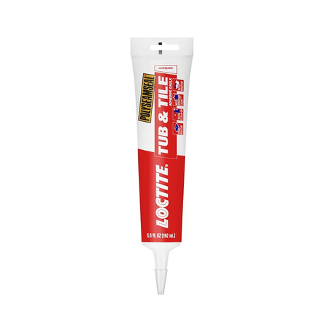 Loctite POLYSEAMSEAL 2138420 Tub and Tile Adhesive Caulk, White, 20 to 170 deg F, 5.5 oz Squeeze Tube