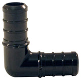 Apollo PXPAE1265JR Pipe Elbow, 1/2 in, Barb, 90 deg Angle, Plastic, Black, 200 psi Pressure