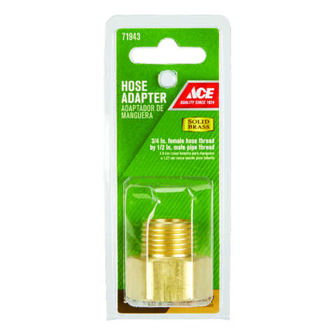 Ace 3/4 in. FHT x 1/2 in. MPT in. Brass Threaded Female/Male Hose Adapter, Pack of 5