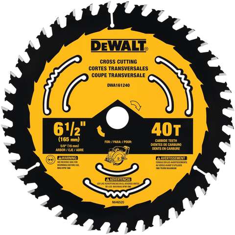 DeWalt 6-1/2 in. D X 5/8 in. Tungsten Carbide Tipped Circular Saw Blade 40 teeth 1 blade, Pack of 10