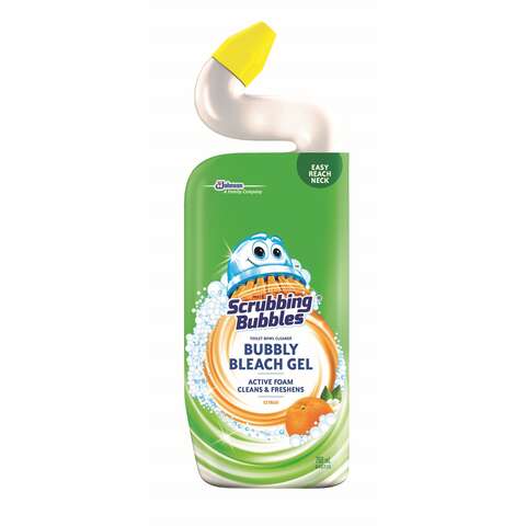 Scrubbing Bubbles Bubbly Bleach Gel Citrus Scent Toilet Bowl Cleaner 24 oz Gel, Pack of 6