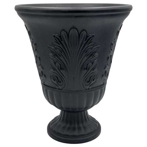 Classic Home & Garden 19 in. H X 16 in. D Plastic Larissa Urn Planter Black