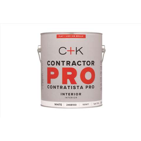 C+K Contractor Pro Flat White Paint Interior 1 gal, Pack of 4