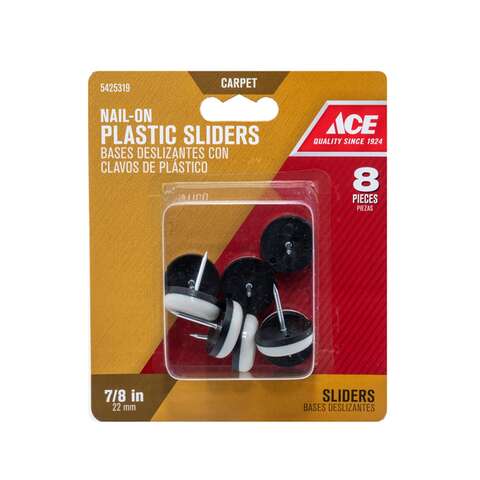 Ace White 7/8 in. Nail-On Plastic Sliders 8 pk