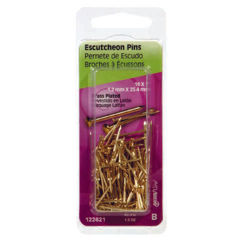 HILLMAN 18 Ga. X 1 in. L Brass-Plated Steel Escutcheon Pins 1 pk 1.5 oz, Pack of 6