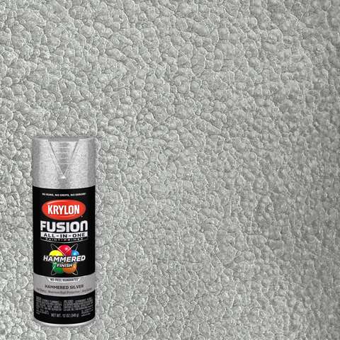 Krylon Fusion All-In-One Hammered Silver Paint+Primer Spray Paint 12 oz, Pack of 6