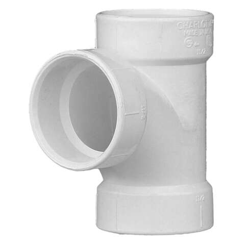 Charlotte Pipe Schedule 40 1-1/2 in. Hub X 1-1/2 in. D Hub PVC Sanitary Tee 1 pk