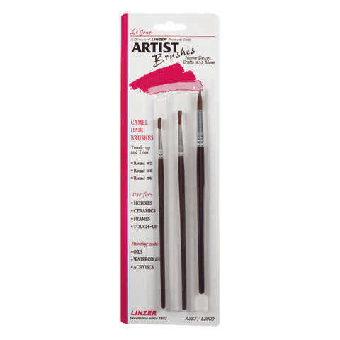 Linzer No. 2/4/6 Round Artist Paint Brush Set, Pack of 12