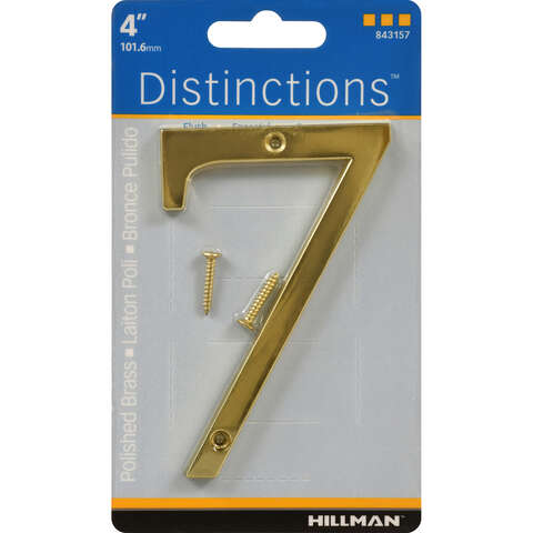 HILLMAN Distinctions 4 in. Reflective Gold Zinc Die-Cast Screw-On Number 7 1 pc, Pack of 3