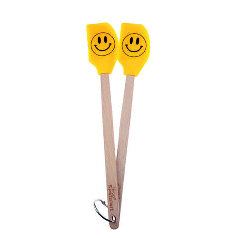 Tovolo Spatulart Yellow/Black Silicone/Wood Mini Spatula, Pack of 6