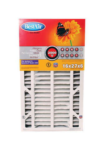 BestAir 27 in. W X 16 in. H X 6 in. D 11 MERV Pleated Air Filter 1 pk, Pack of 2