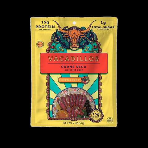 Vacadillos Carne Seca Chipotle Honey Beef Strips 2 oz Bagged, Pack of 8