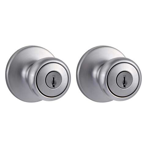 Kwikset Tylo Satin Chrome Entry Knobs 1-3/4 in.