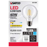 Satco G25 E26 (Medium) Filament LED Bulb Warm White 40 Watt Equivalence 1 pk