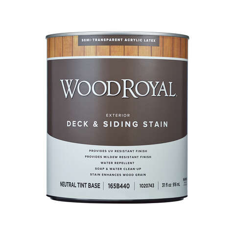 Ace Wood Royal Semi-Transparent Tintable Neutral Base Acrylic Latex Deck and Siding Stain 1 qt, Pack of 4