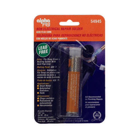 Alpha Fry 0.9 oz Lead-Free Flux Core Solder 0.062 in. D Silver-Bearing Alloy 1 pc