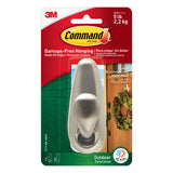 3M Command 1.62 in. L Brushed Nickel Metal Large Hook 5 lb. cap. 1 pk