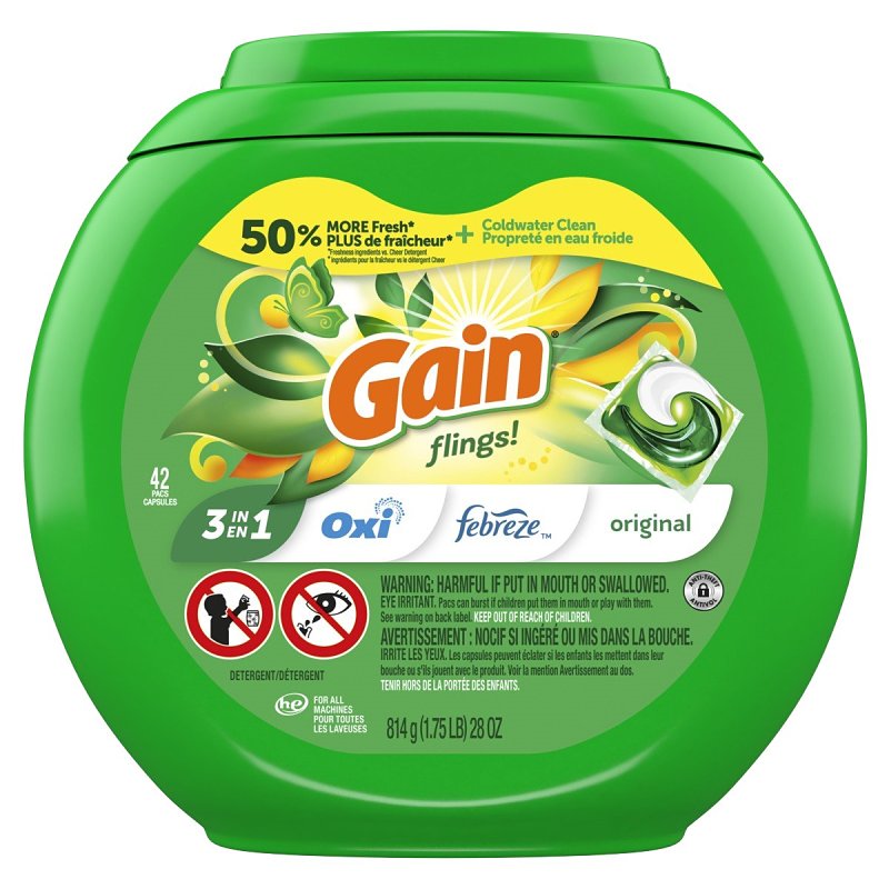 Gain 994 Laundry Detergent Pod, 42, Liquid, Original, Pack of 4