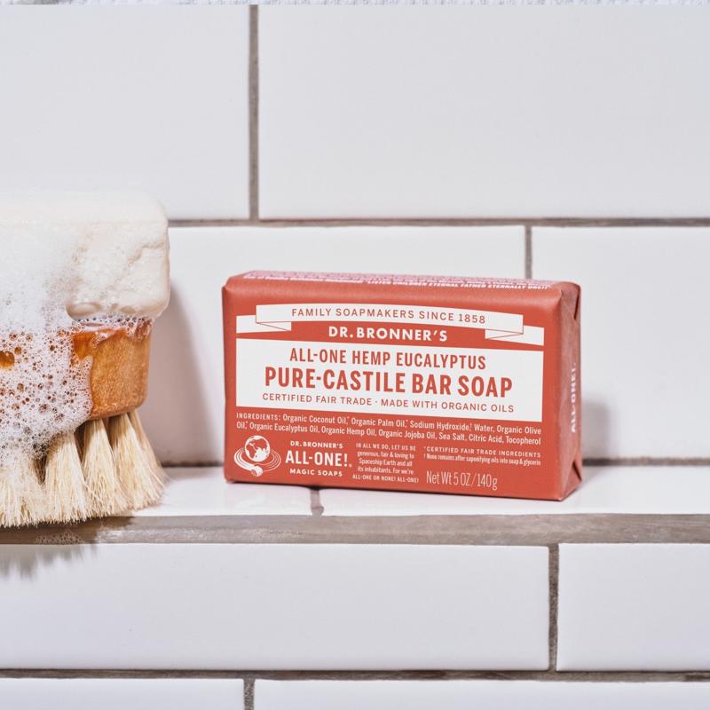 Dr. Bronner's Organic Eucalyptus Scent Pure-Castile Bar Soap 5 oz, Pack of 12