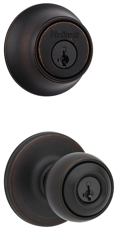 Kwikset 690P 11PCP Deadbolt Security Set, Knob Handle, Polo Design, Venetian Bronze, 3 Grade