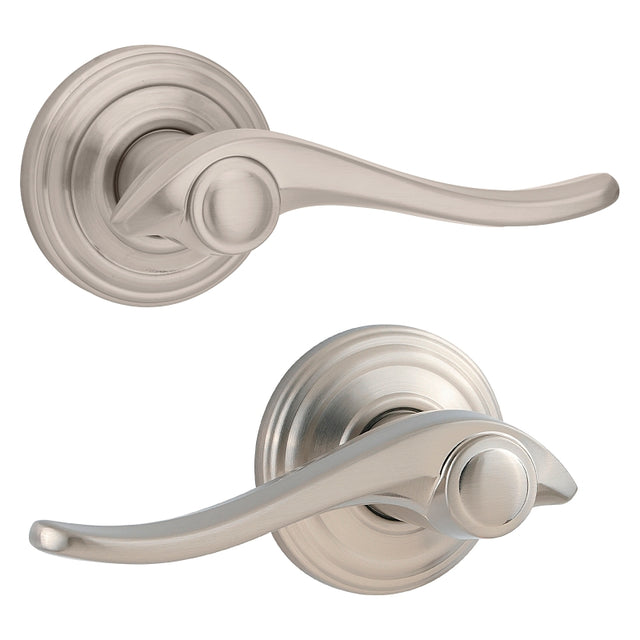 Kwikset Signature Series 720AVL 15 Passage Lever, Non-Locking Lock, Satin Nickel, Knob Handle, Zinc, Residential