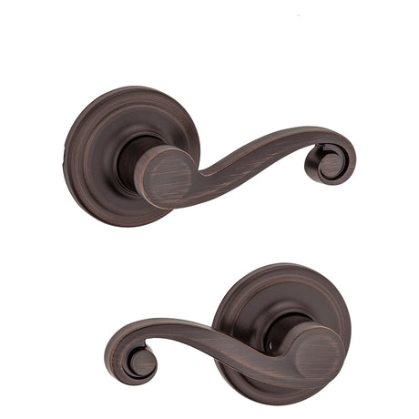 Kwikset Signature Series 720LL 11P Passage Lever, Non-Locking Lock, Venetian Bronze, Zinc, Residential, Reversible Hand