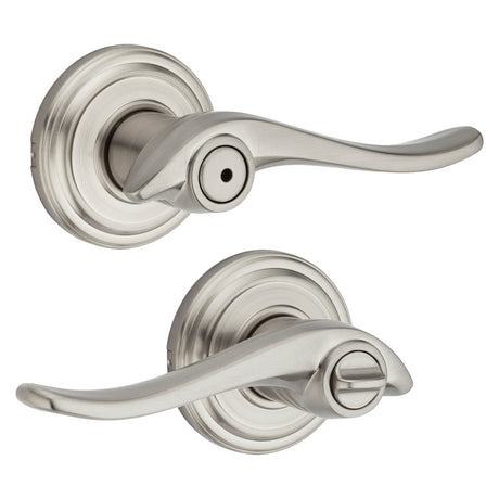 Kwikset Signature Series 730AVL 15 Privacy Lever, Thumbturn Lock, Satin Nickel, Knob Handle, Zinc, Residential, 2 Grade