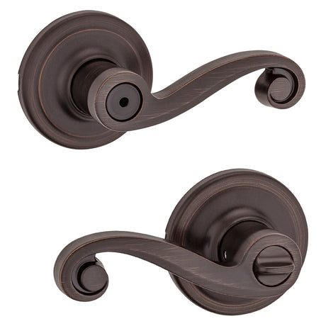 Kwikset Signature Series 730LL 11P 6AL Privacy Lever, Thumbturn Lock, Venetian Bronze, Zinc, Residential, 2 Grade