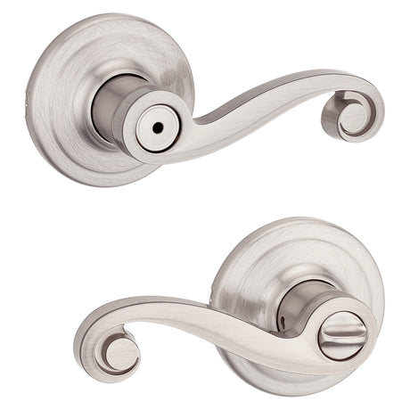 Kwikset Signature Series 730LL 15 Privacy Lever, Thumbturn Lock, Satin Nickel, Zinc, Residential, Reversible Hand