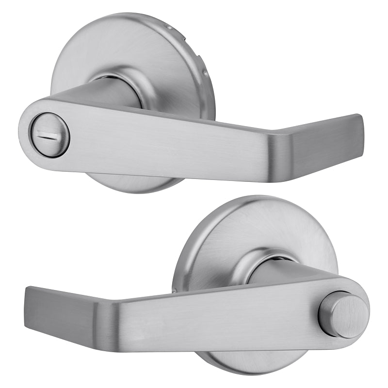 Kwikset 733KNL 26D Privacy Lever, Pushbutton Lock, Satin Chrome, Zinc, Residential, Re-Key Technology: SmartKey