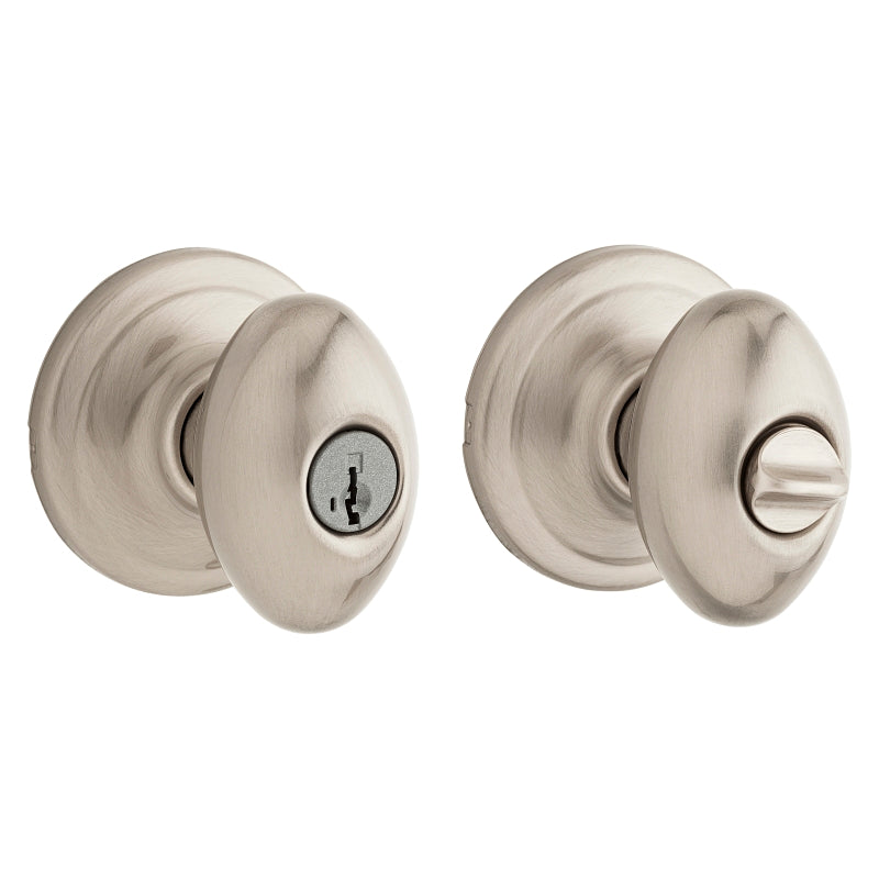 Kwikset Signature Series 97402-790 Entry Door Knob, 2-7/16 in Dia Knob, Zinc, Satin Nickel