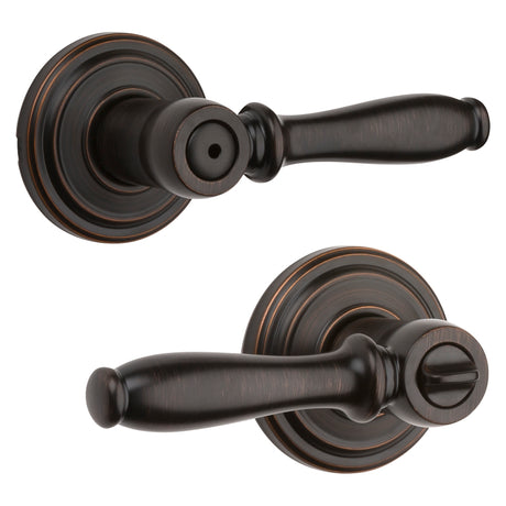 Kwikset Signature Series 730ADL 11P Privacy Lever, Thumbturn Lock, Venetian Bronze, Knob Handle, Zinc, Residential