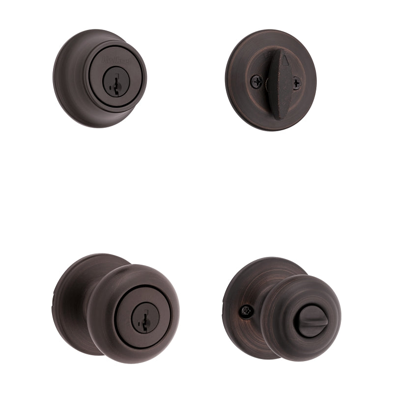 Kwikset 96900-421 Entry Knob and Single Cylinder Deadbolt, Knob Handle, Classic, Colonial, Traditional Design, Yes