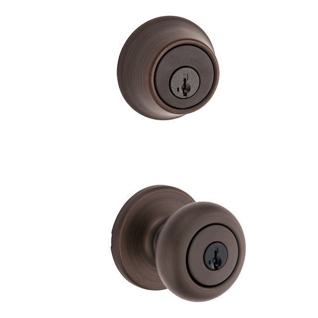 Kwikset 96900-421 Entry Knob and Single Cylinder Deadbolt, Knob Handle, Classic, Colonial, Traditional Design, Yes