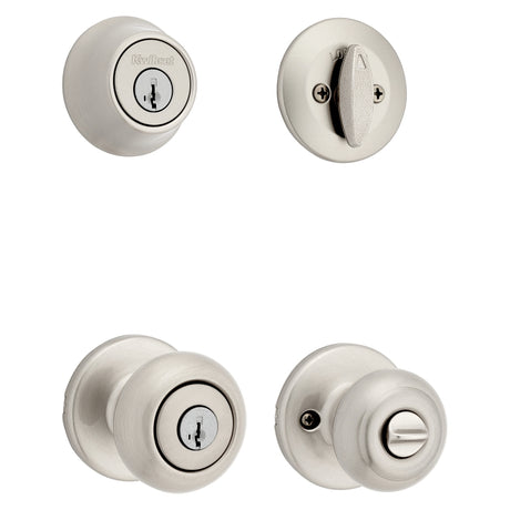 Kwikset 96900-424 Entry Knob and Single Cylinder Deadbolt, Knob Handle, Classic, Colonial, Traditional Design, Yes