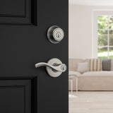 Kwikset 96900-420 Deadbolt Security Set, Keyed Entry Lock, Lever Handle, Balboa Design, Satin Nickel, Turn Piece, Zinc