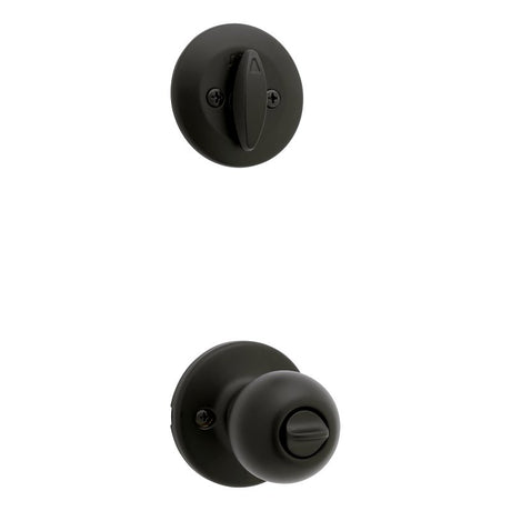 Kwikset 96900-449 Door Knob Combo Pack with Deadbolt, Keyed Entry with Turn Lock, Polo Design, Matte Black, 3 Grade